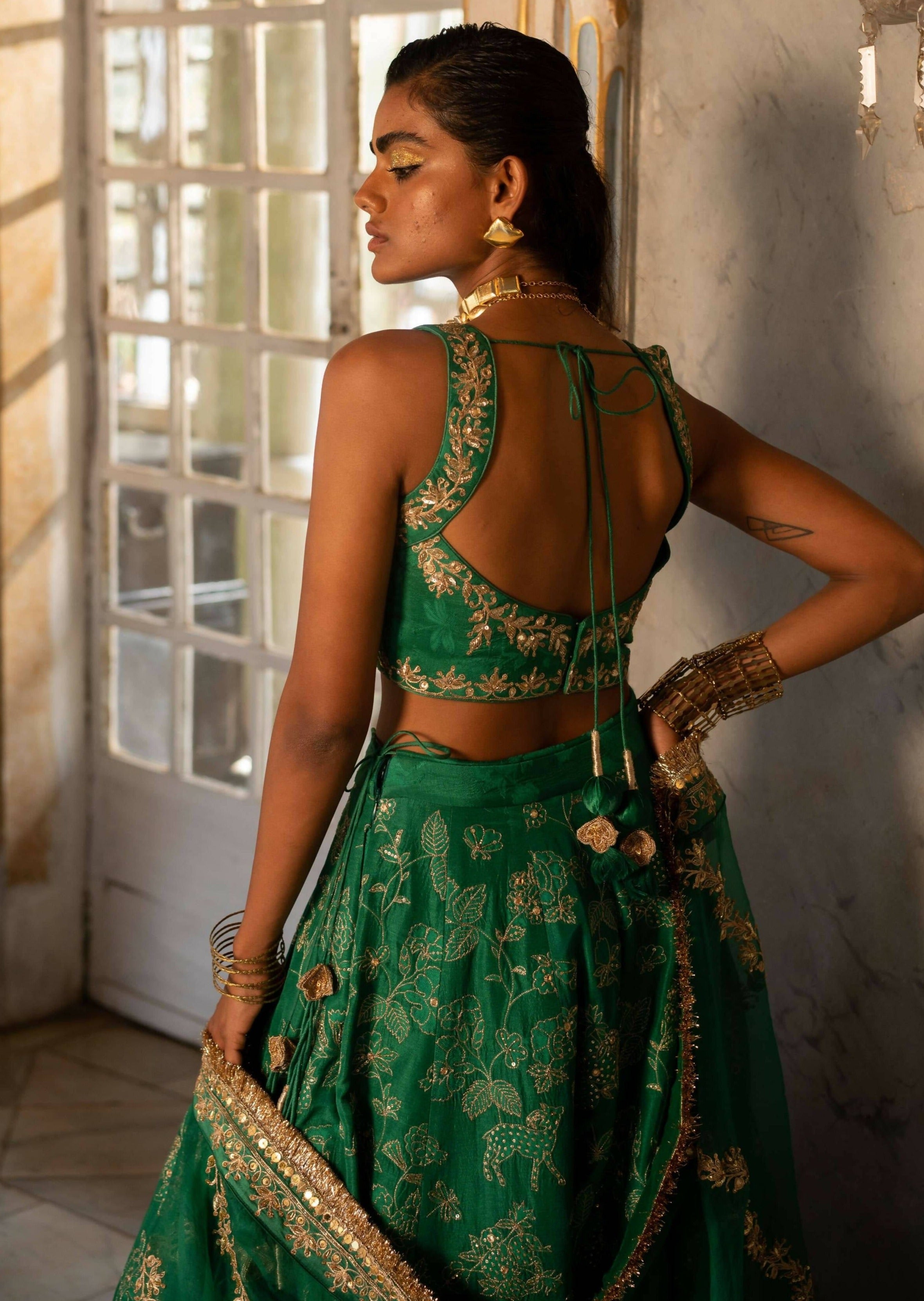 Emerald green outlet lengha