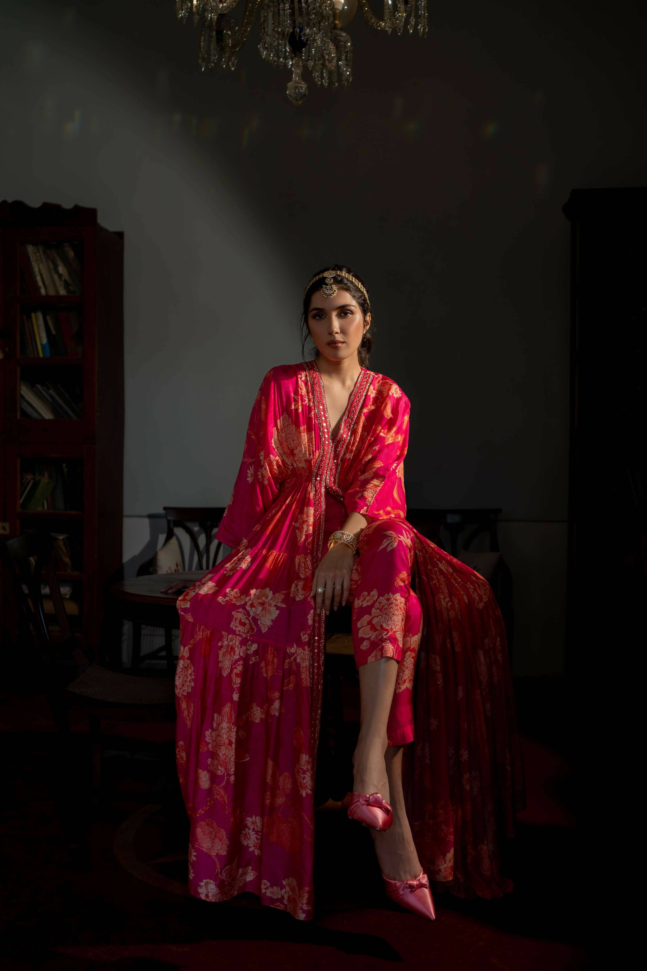 Flourishing Floral Jaal Kaftan Set