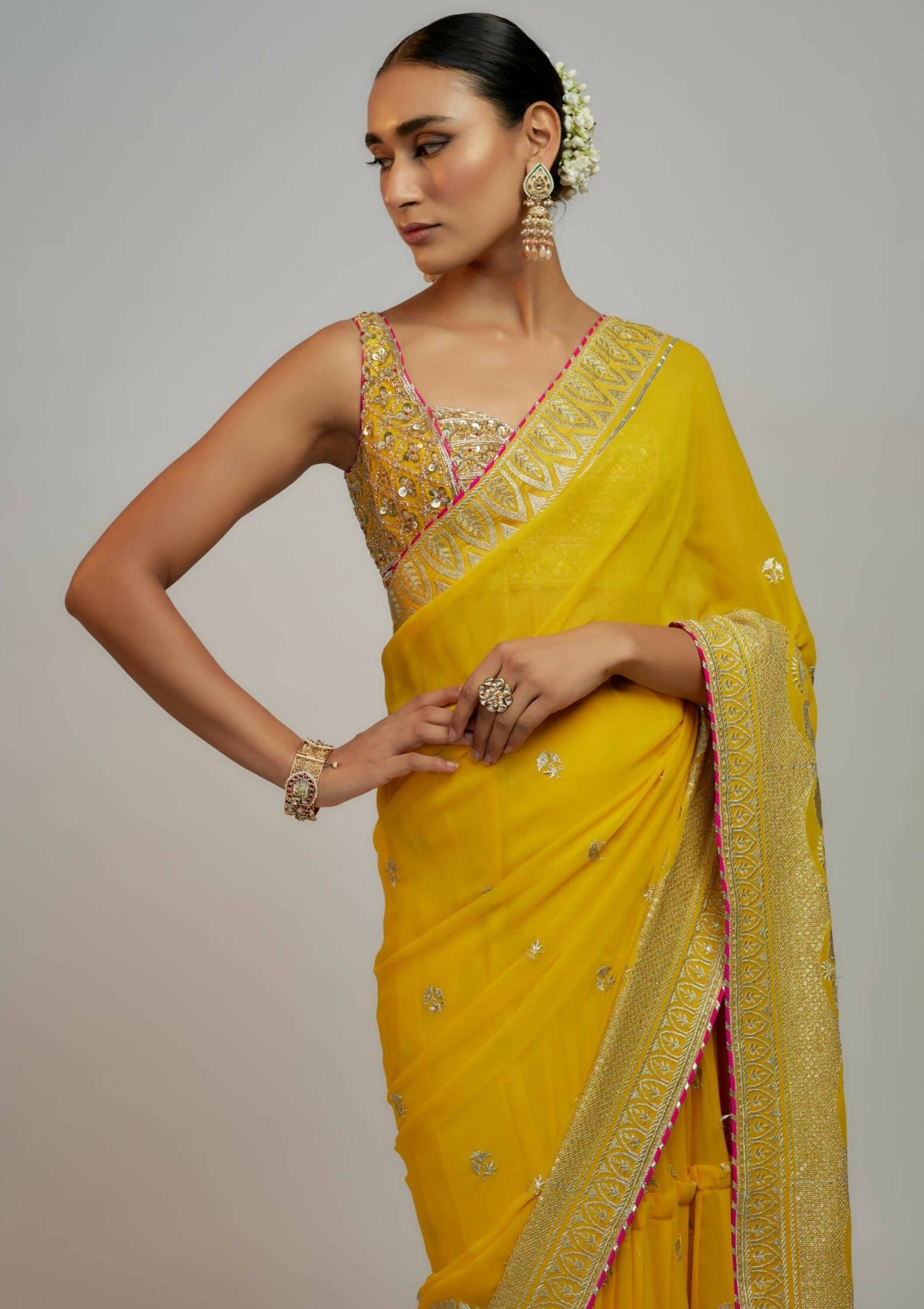 Imroz Yellow Sari Set
