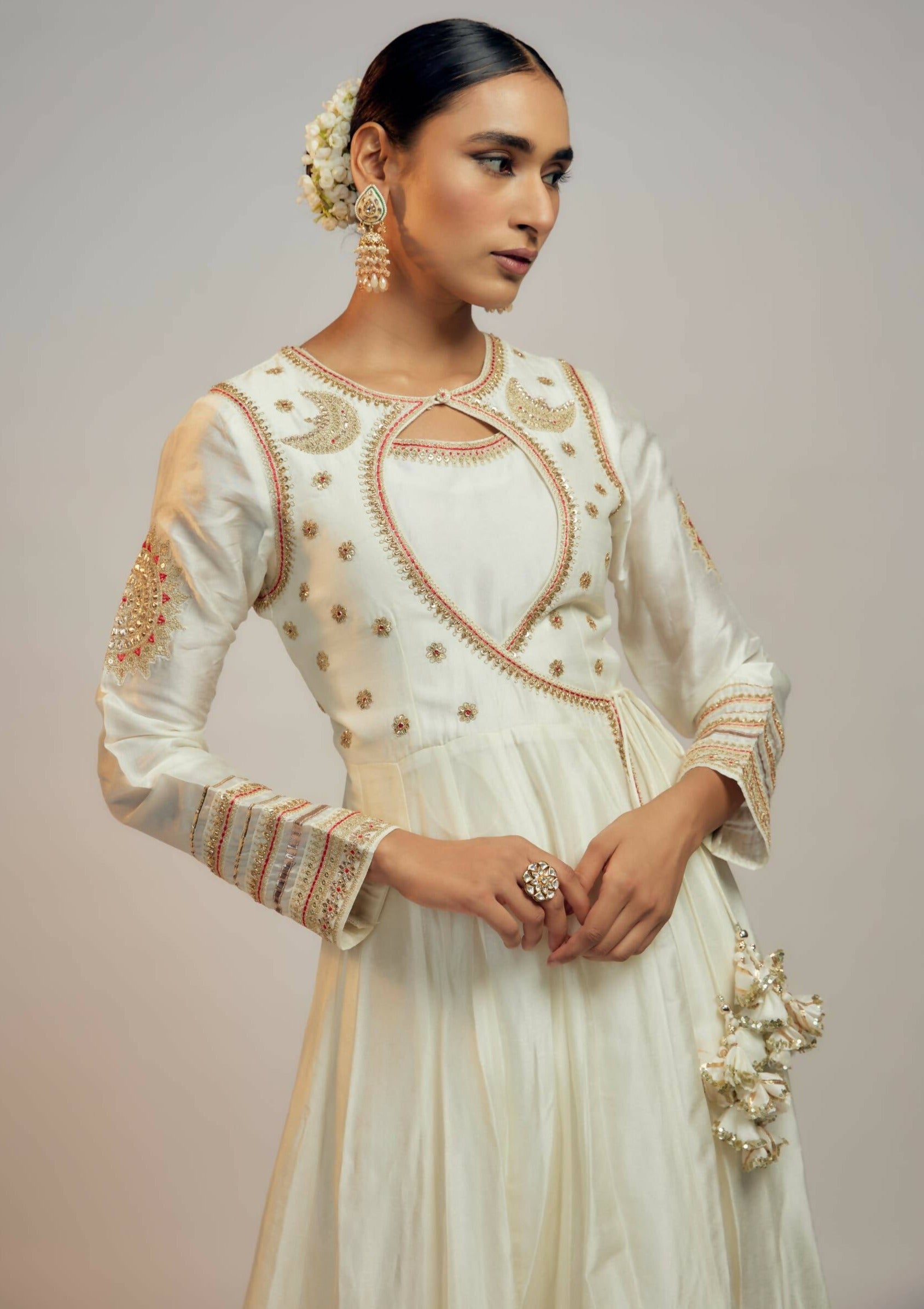 Meera White Anarkali Set