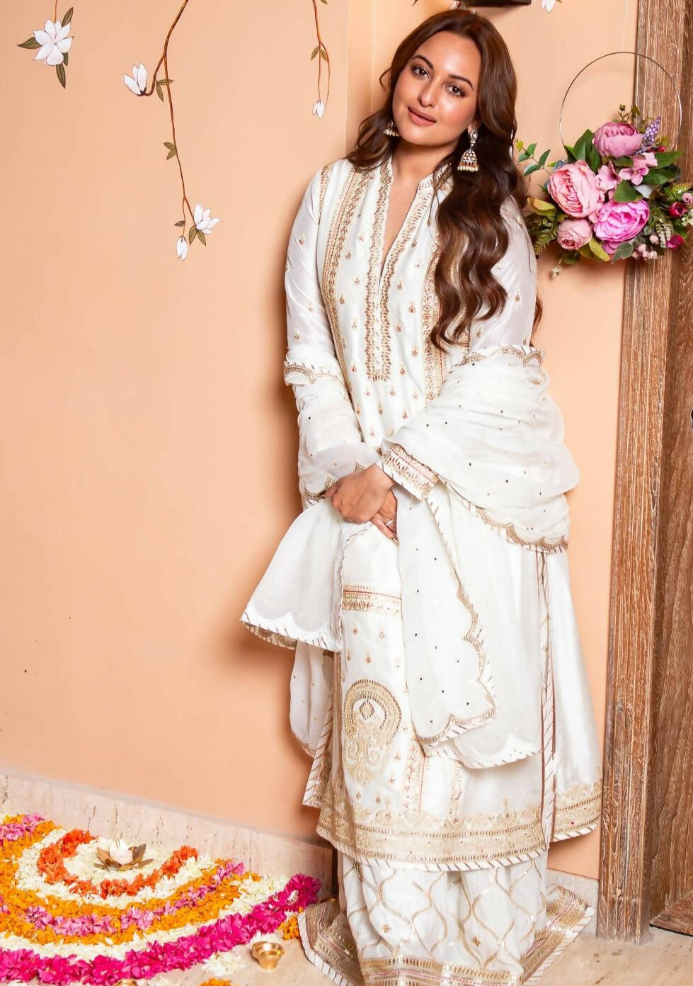 Asma White Sharara Set