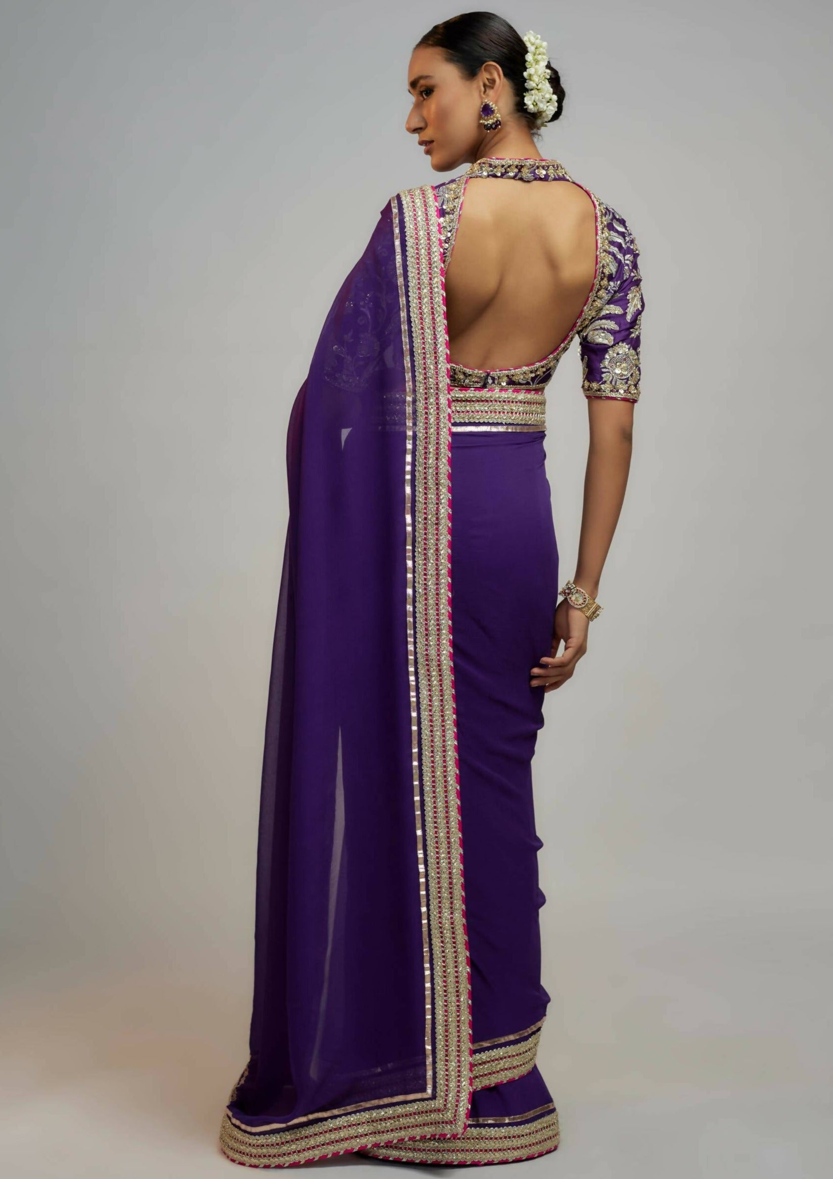 Myra Purple Sari Set