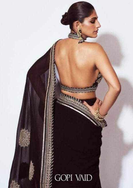 Anupa Black Sari Set