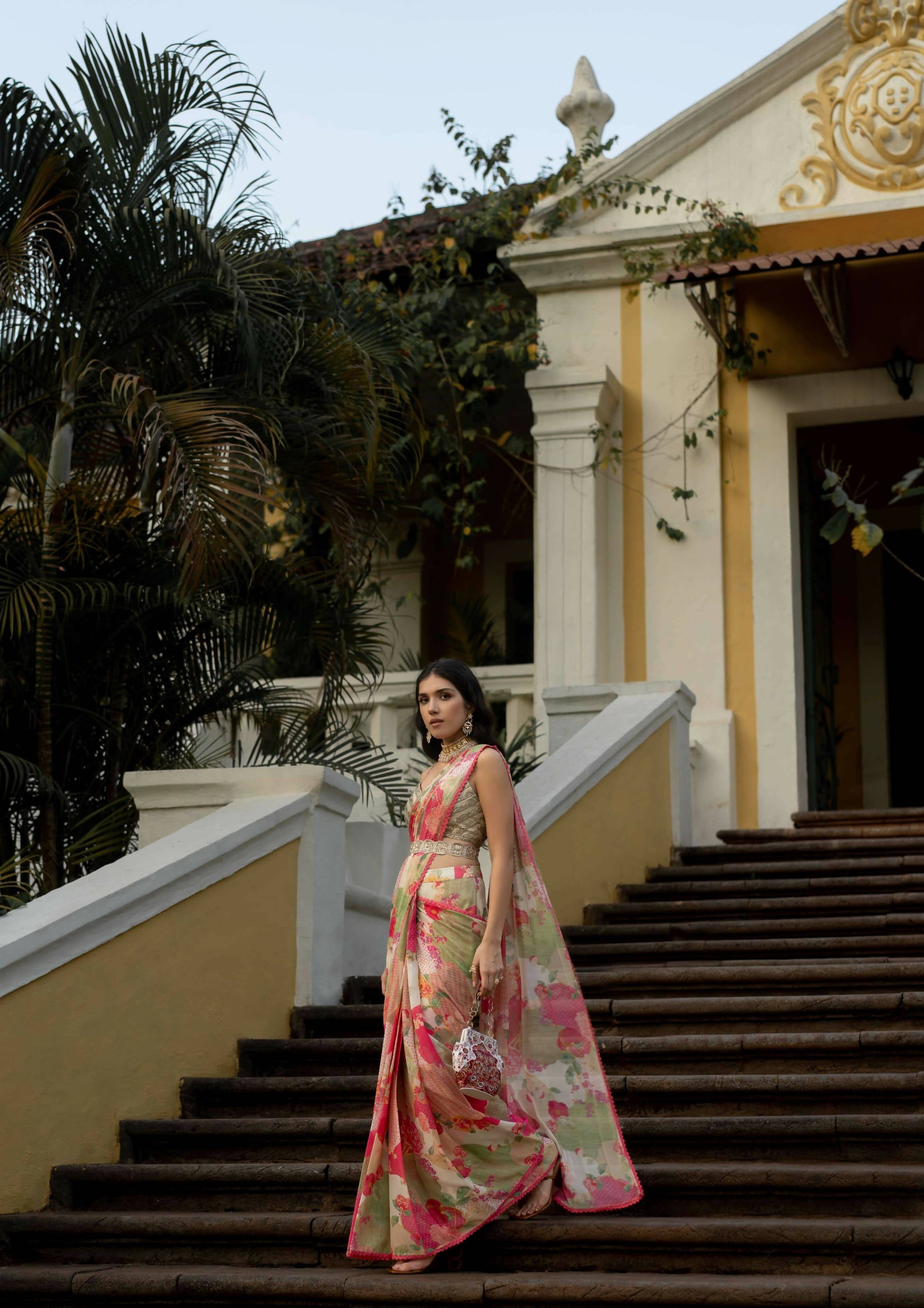 Bloom with Grace Naksha Sari Set