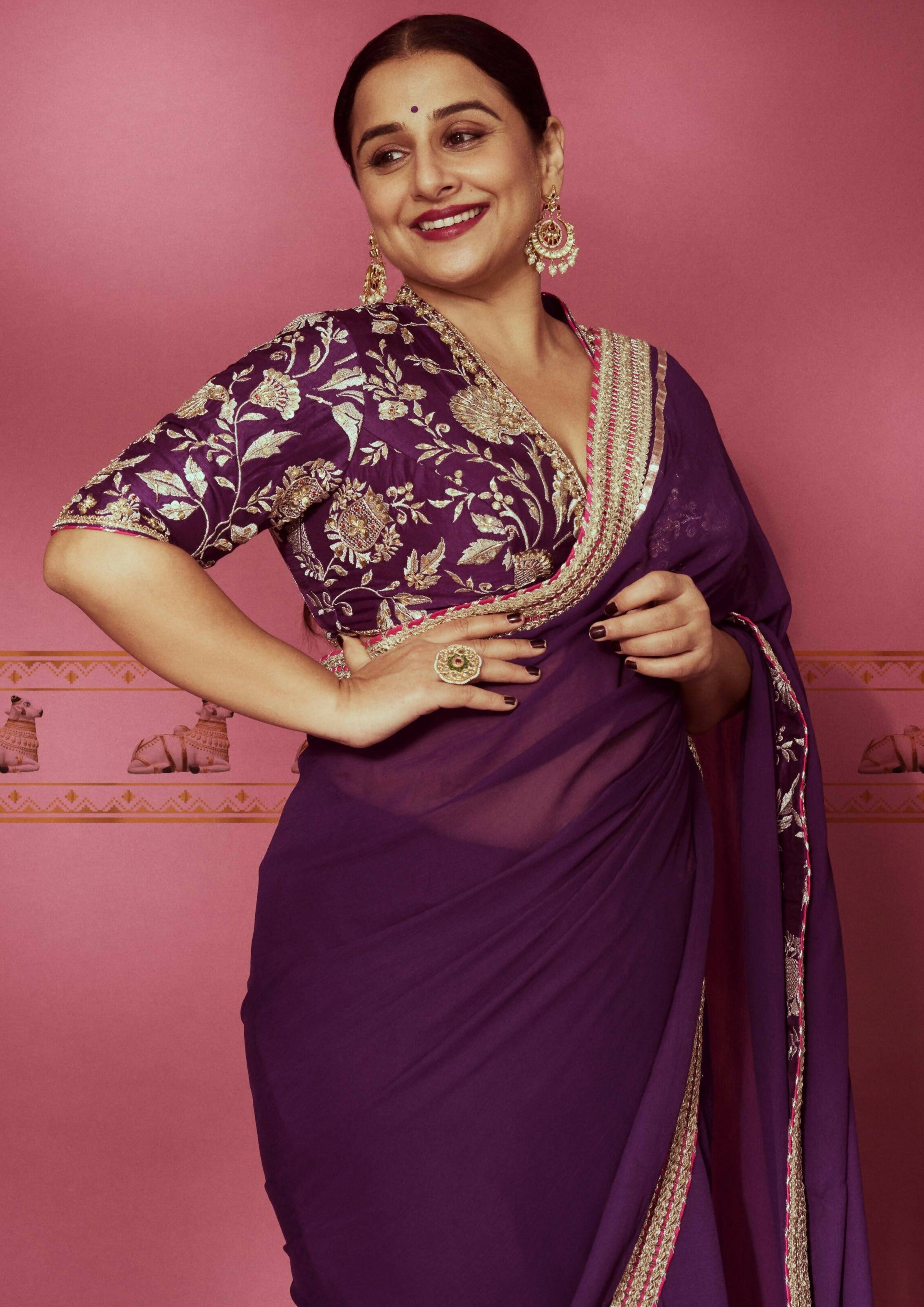 Myra Purple Sari Set