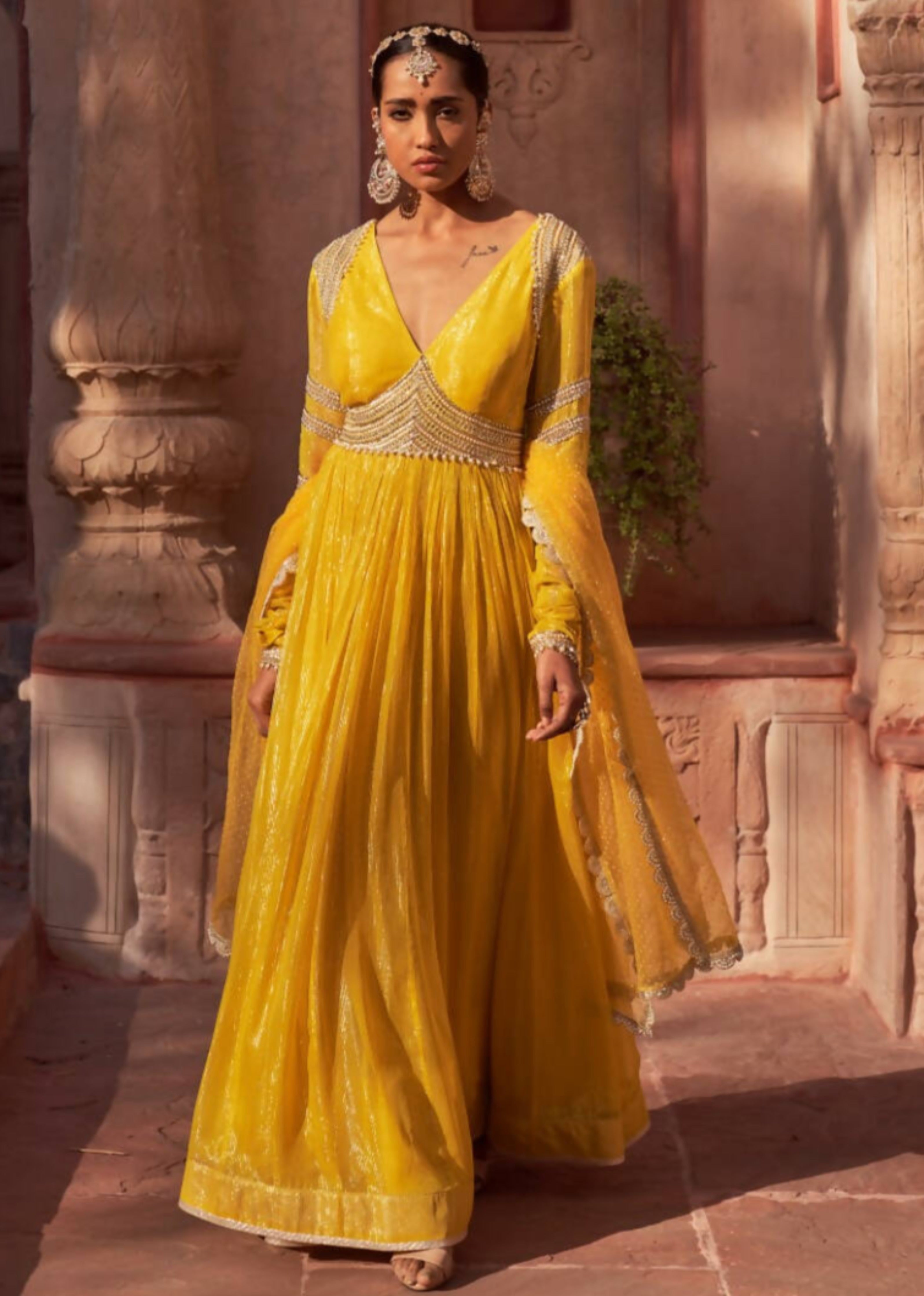 Yellow Basant Rani Anarkali