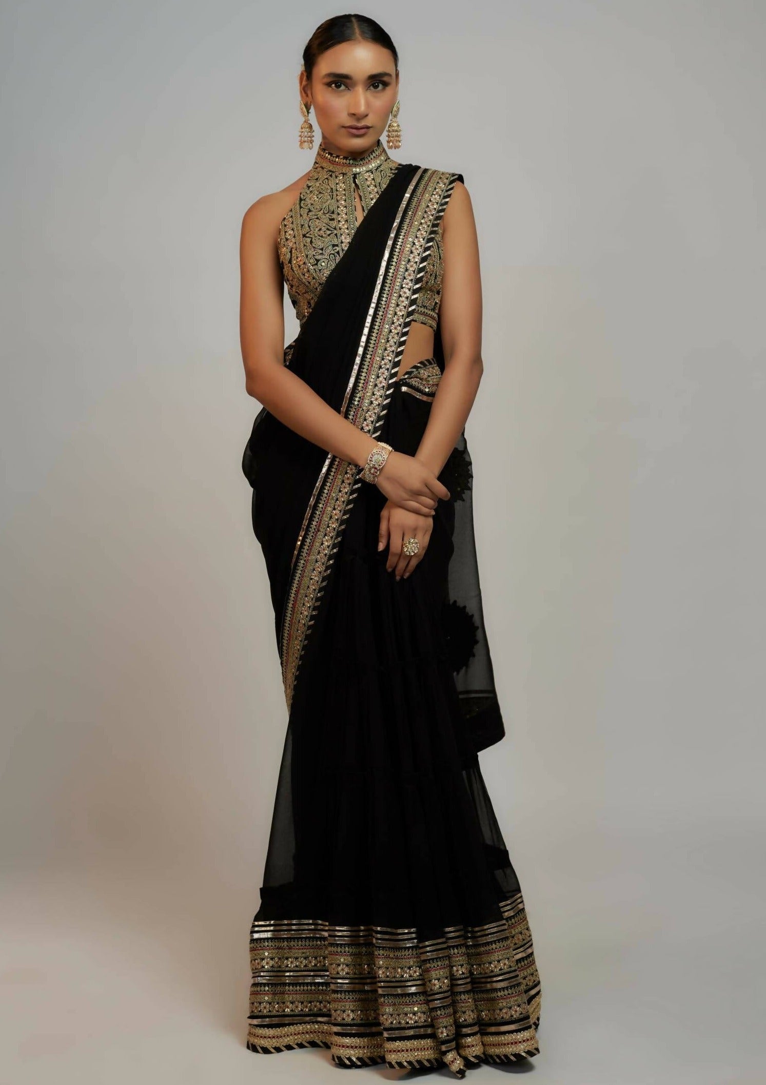 Rida Black Sari Set